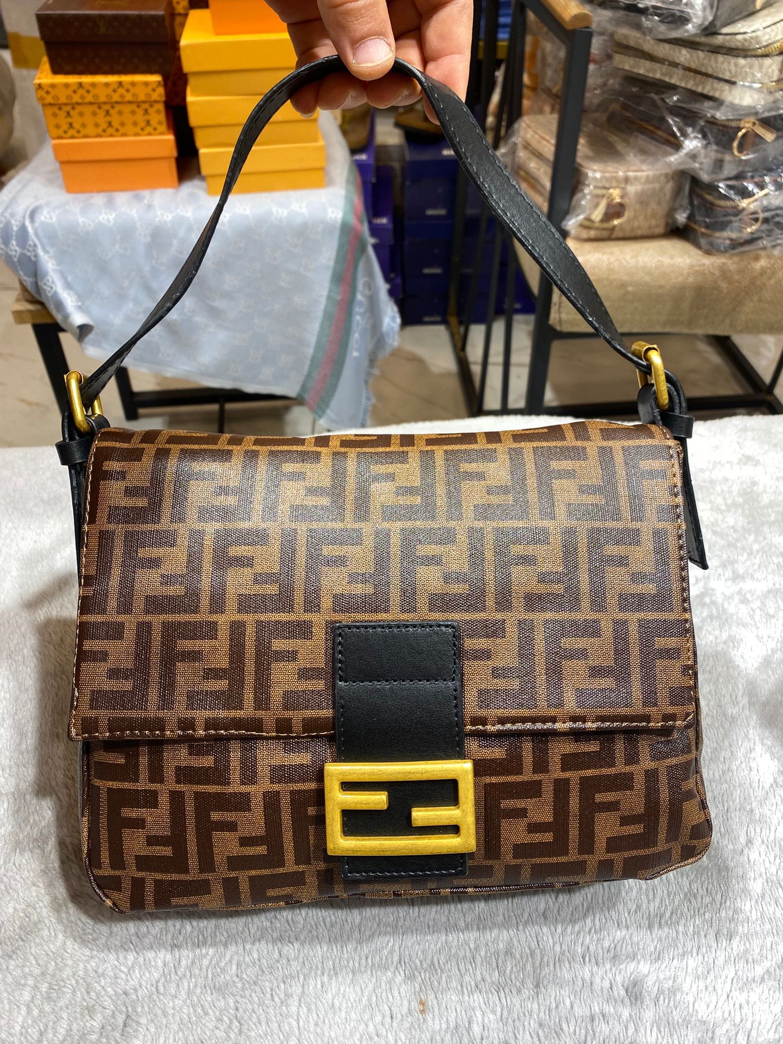 Fendi Zucca Nylon Canvas Handbag