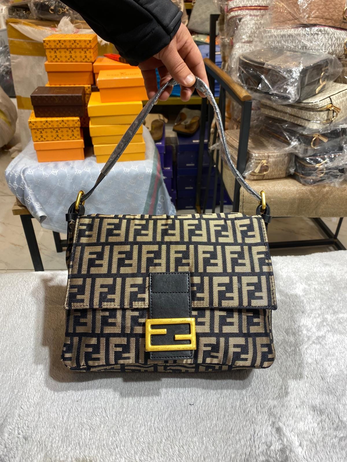 Fendi Zucca Nylon Canvas Handbag