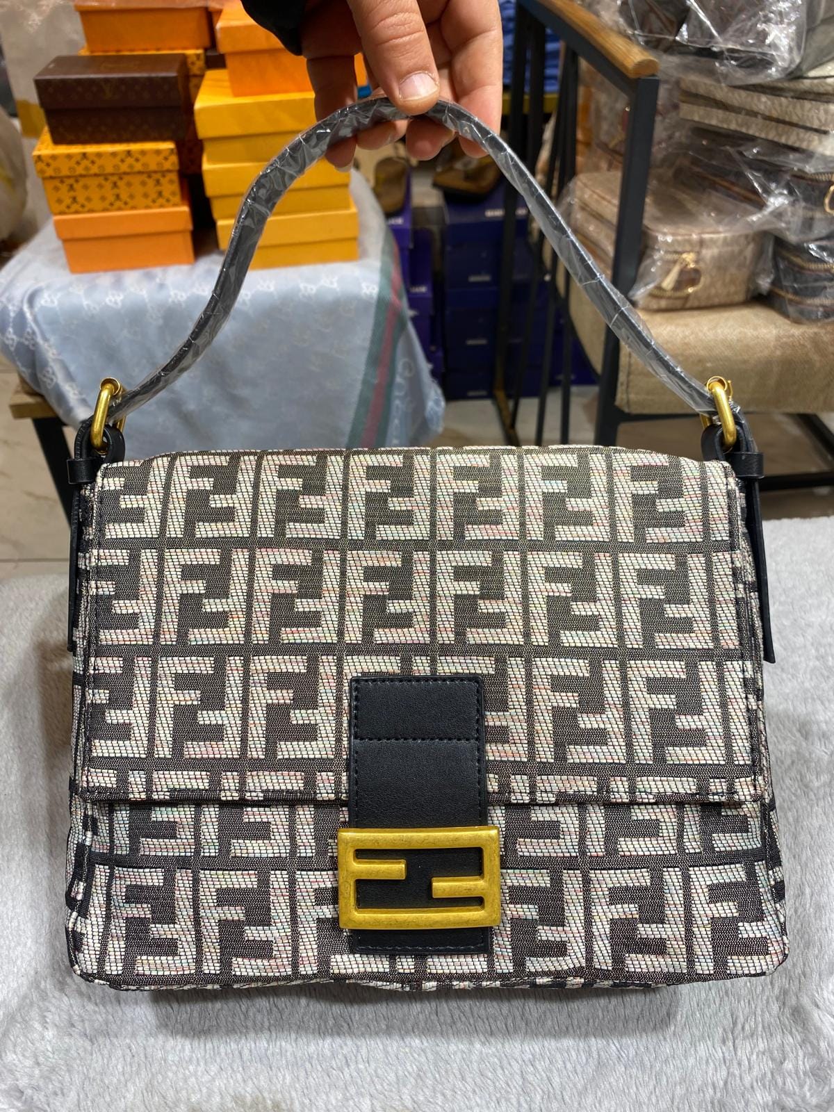 Fendi Zucca Nylon Canvas Handbag