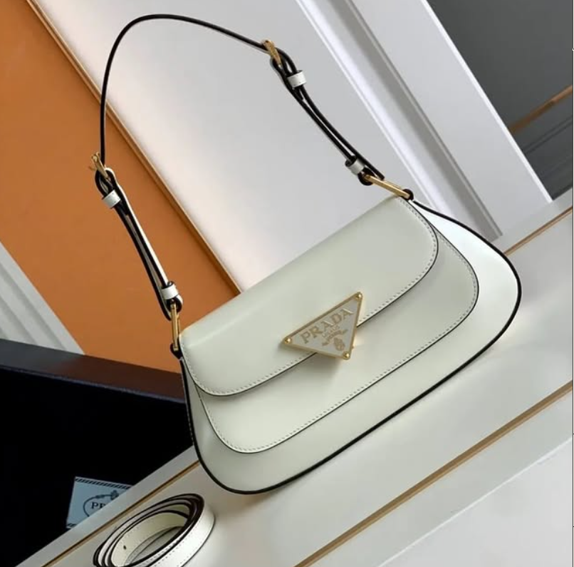 Prada Enamel triangle-logo Leather Shoulder Bag