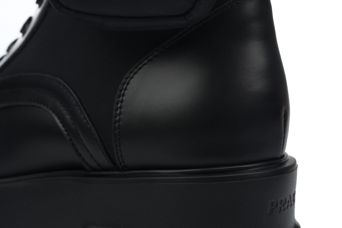 Prada Monolith leather and Re-Nylon boots with pouch