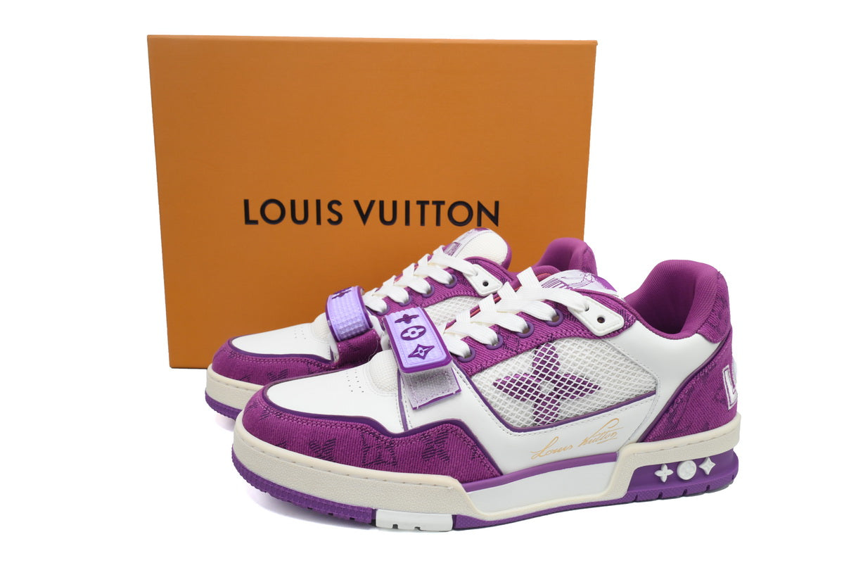 LV Trainers Velcro Strap Monogram Denim