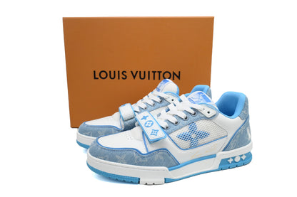 LV Trainers Velcro Strap Monogram Denim