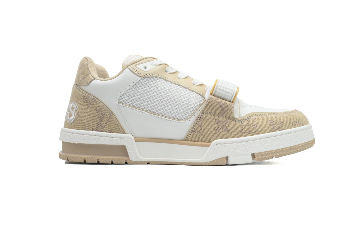 LV Trainers Velcro Strap Monogram Denim