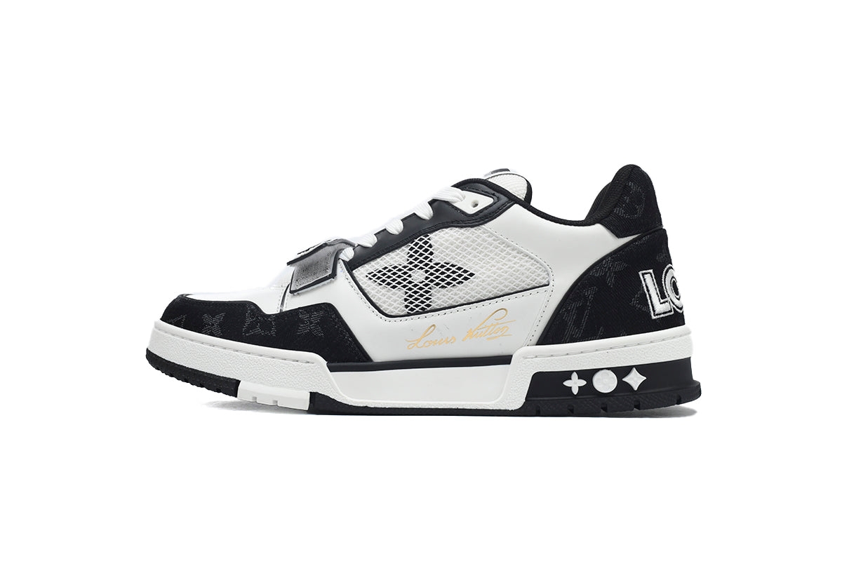 LV Trainers Velcro Strap Monogram Denim