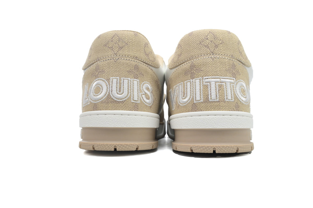 LV Trainers Velcro Strap Monogram Denim