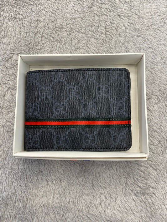 Gucci Leather Bifold Men Wallet Striped Grey