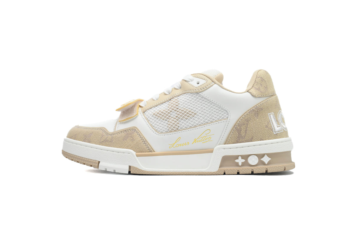 LV Trainers Velcro Strap Monogram Denim