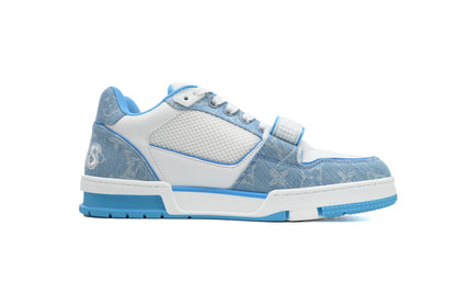 LV Trainers Velcro Strap Monogram Denim