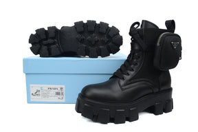 Prada Monolith leather and Re-Nylon boots with pouch