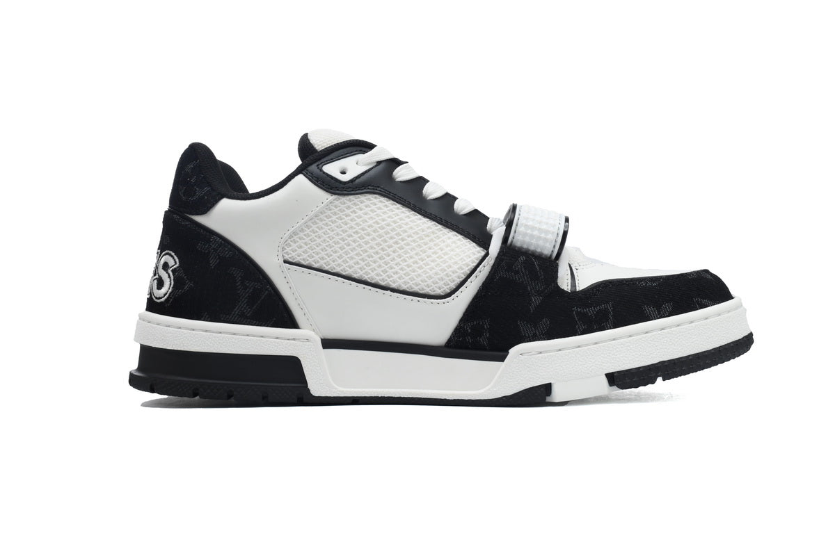 LV Trainers Velcro Strap Monogram Denim
