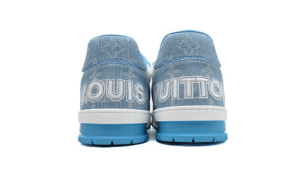 LV Trainers Velcro Strap Monogram Denim