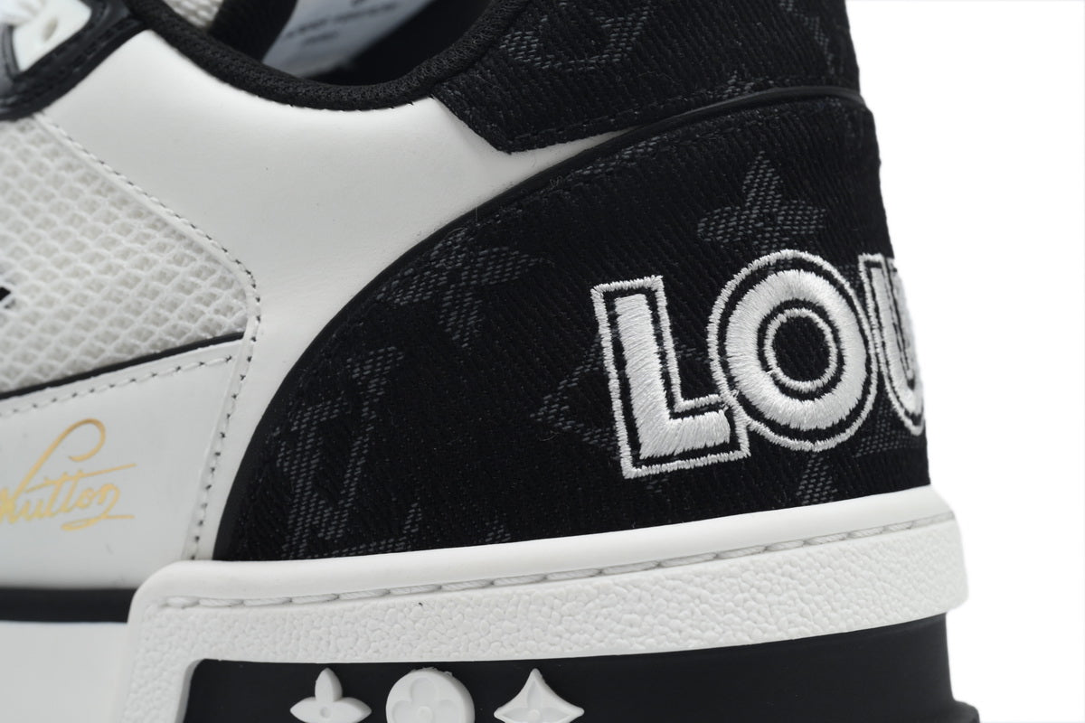 LV Trainers Velcro Strap Monogram Denim