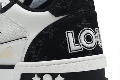 LV Trainers Velcro Strap Monogram Denim