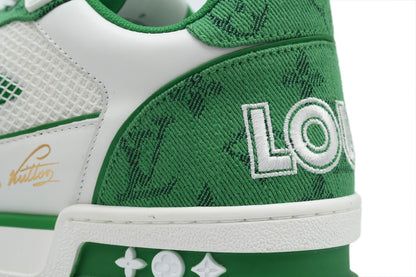LV Trainers Velcro Strap Monogram Denim