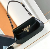 Prada Enamel triangle-logo Leather Shoulder Bag