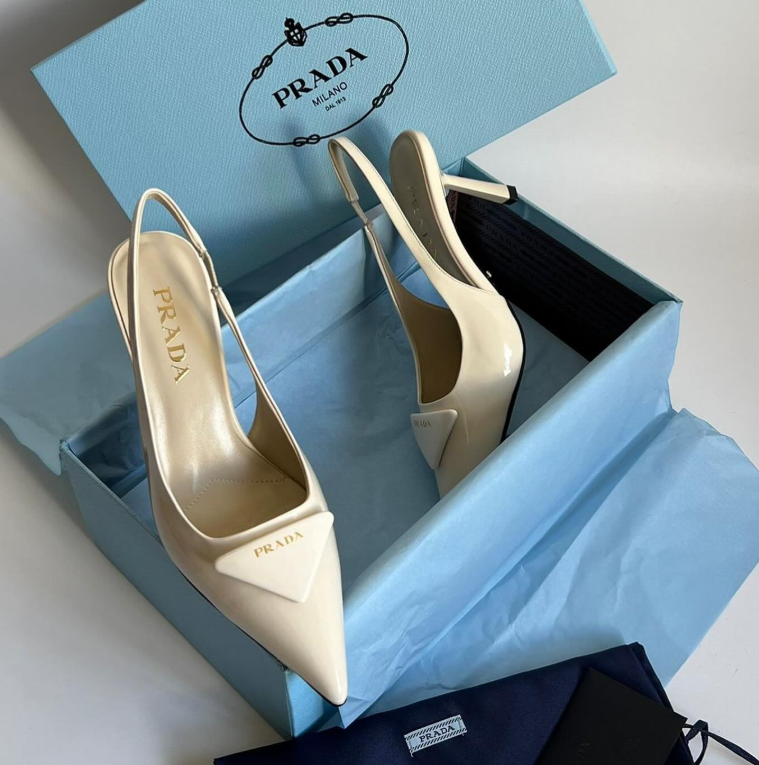 Prada Brushed Leather Slingback Pumps