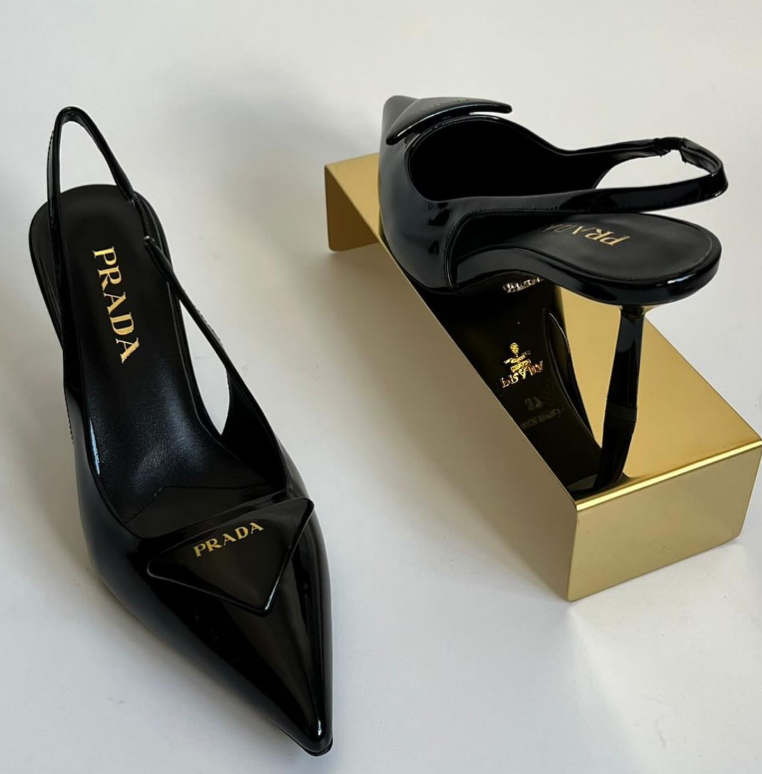 Prada Brushed Leather Slingback Pumps