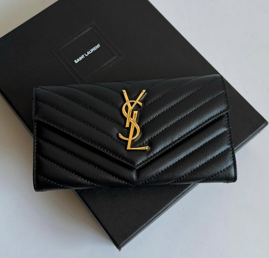 Saint Laurent Cassandra Flap Wallet Black