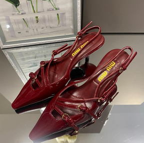 MiuMiu Patent Leather Slingbacks With Buckles