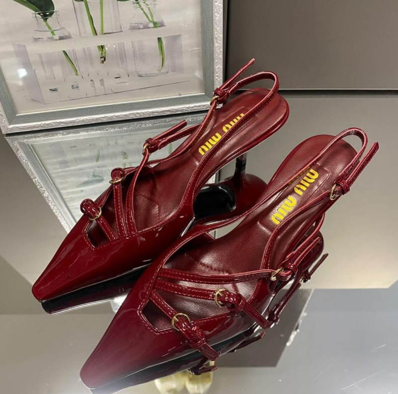 MiuMiu Patent Leather Slingbacks With Buckles