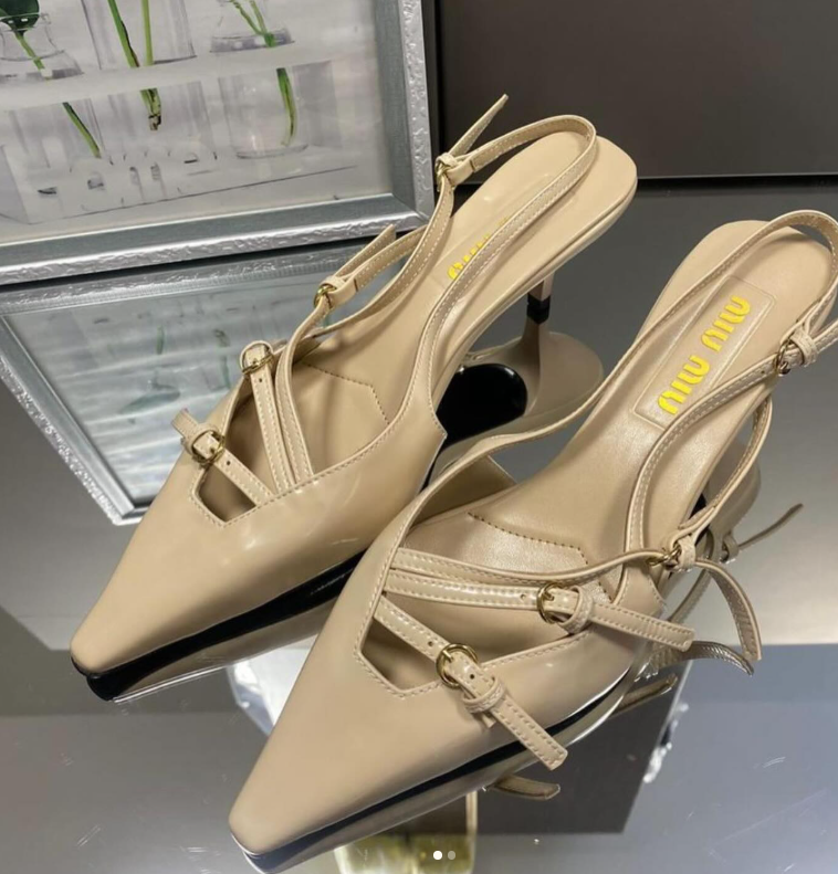 MiuMiu Patent Leather Slingbacks With Buckles