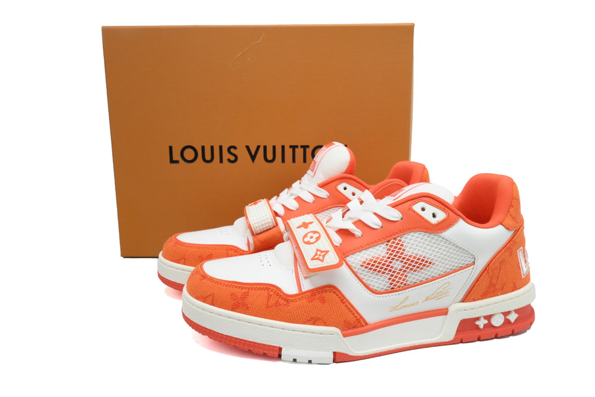LV Trainers Velcro Strap Monogram Denim