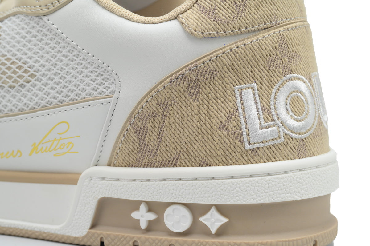 LV Trainers Velcro Strap Monogram Denim