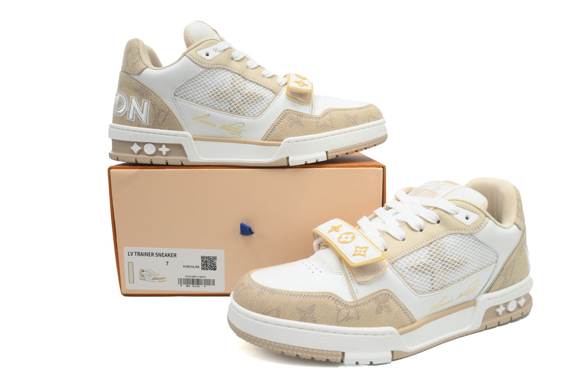 LV Trainers Velcro Strap Monogram Denim