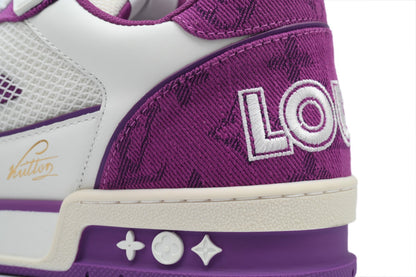 LV Trainers Velcro Strap Monogram Denim