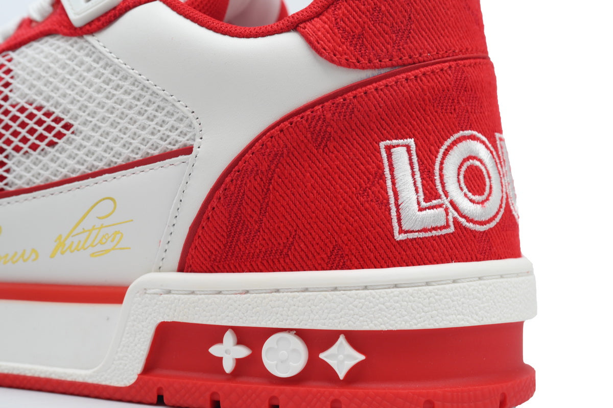 LV Trainers Velcro Strap Monogram Denim