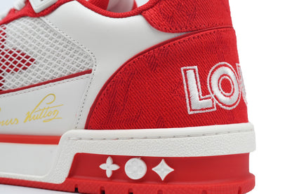 LV Trainers Velcro Strap Monogram Denim